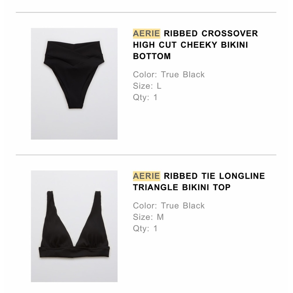AERIE RIBBED LONGLINE
TRIANGLE TOP AND CROSSOVER HIGH CUT BIKINI BOTTOMS - Picture 4 of 5